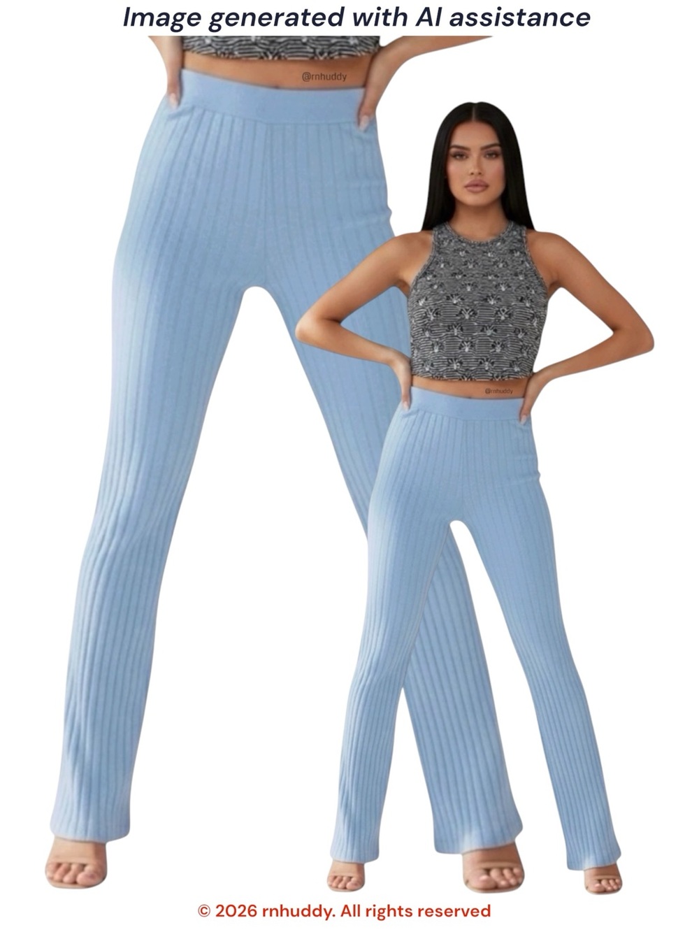 NWT White Fox Boutique M blue rib knit pants